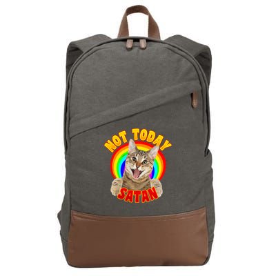 Not Today Satan Funny Cat Rainbow Cotton Canvas Backpack