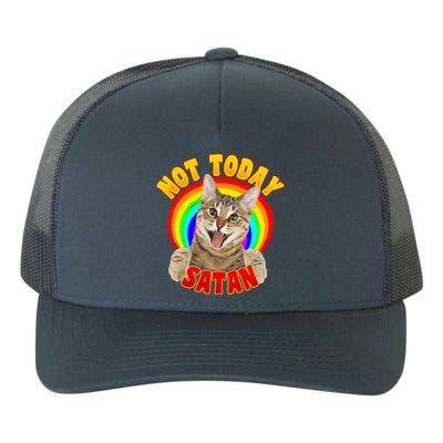 Not Today Satan Funny Cat Rainbow Yupoong Adult 5-Panel Trucker Hat