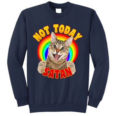 Not Today Satan Funny Cat Rainbow Sweatshirt