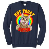 Not Today Satan Funny Cat Rainbow Sweatshirt