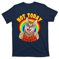 Not Today Satan Funny Cat Rainbow T-Shirt