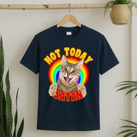 Not Today Satan Funny Cat Rainbow T-Shirt