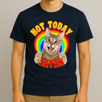 Not Today Satan Funny Cat Rainbow T-Shirt