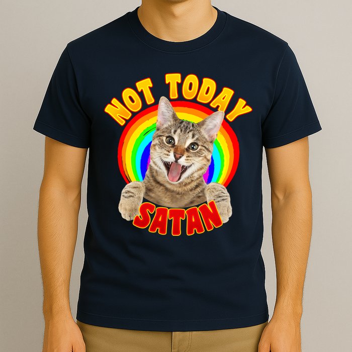 Not Today Satan Funny Cat Rainbow T-Shirt