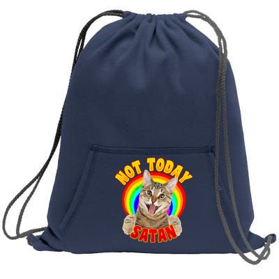 Not Today Satan Funny Cat Rainbow Sweatshirt Cinch Pack Bag