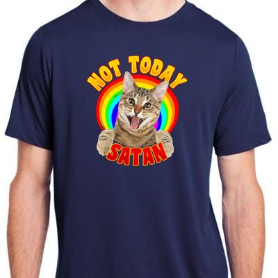 Not Today Satan Funny Cat Rainbow Adult ChromaSoft Performance T-Shirt