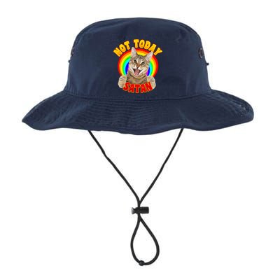 Not Today Satan Funny Cat Rainbow Bucket Hat