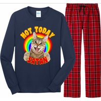 Not Today Satan Funny Cat Rainbow Long Sleeve Pajama Set