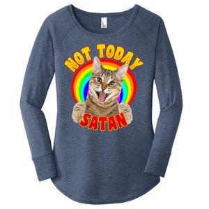 Not Today Satan Funny Cat Rainbow Women's Perfect Tri Tunic Long Sleeve Shirt