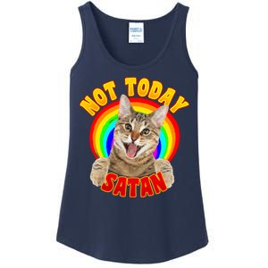 Not Today Satan Funny Cat Rainbow Ladies Essential Tank