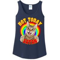 Not Today Satan Funny Cat Rainbow Ladies Essential Tank