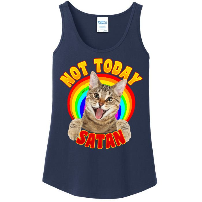 Not Today Satan Funny Cat Rainbow Ladies Essential Tank