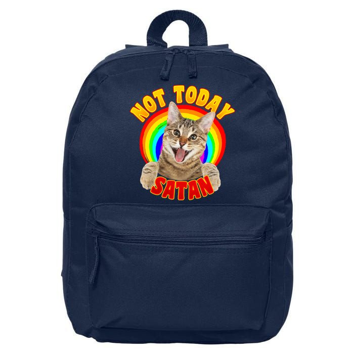 Not Today Satan Funny Cat Rainbow 16 in Basic Backpack