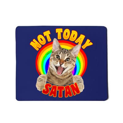 Not Today Satan Funny Cat Rainbow Mousepad