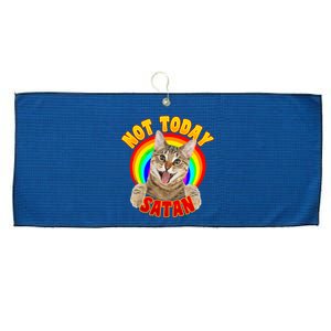 Not Today Satan Funny Cat Rainbow Large Microfiber Waffle Golf Towel