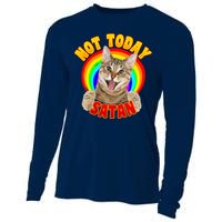 Not Today Satan Funny Cat Rainbow Cooling Performance Long Sleeve Crew