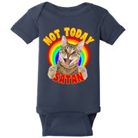 Not Today Satan Funny Cat Rainbow Baby Bodysuit