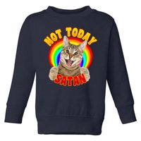 Not Today Satan Funny Cat Rainbow Toddler Sweatshirt