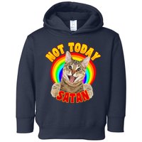 Not Today Satan Funny Cat Rainbow Toddler Hoodie