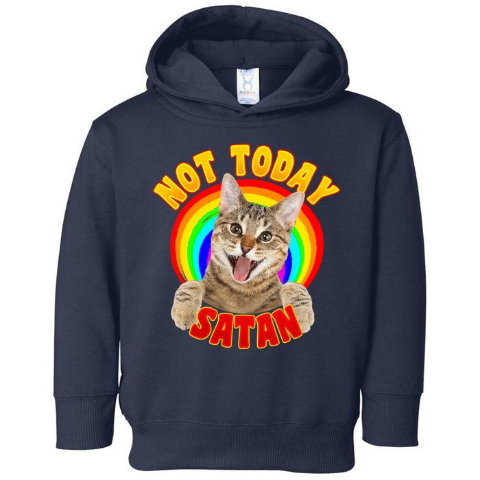 Not Today Satan Funny Cat Rainbow Toddler Hoodie