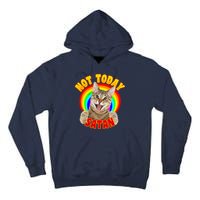 Not Today Satan Funny Cat Rainbow Tall Hoodie