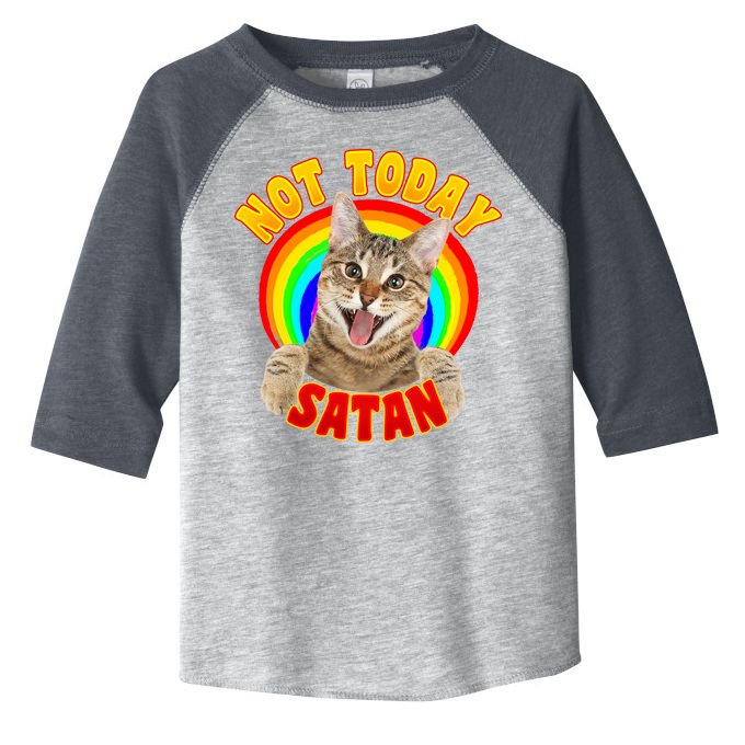 Not Today Satan Funny Cat Rainbow Toddler Fine Jersey T-Shirt