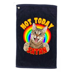 Not Today Satan Funny Cat Rainbow Platinum Collection Golf Towel