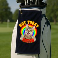 Not Today Satan Funny Cat Rainbow Golf Towel