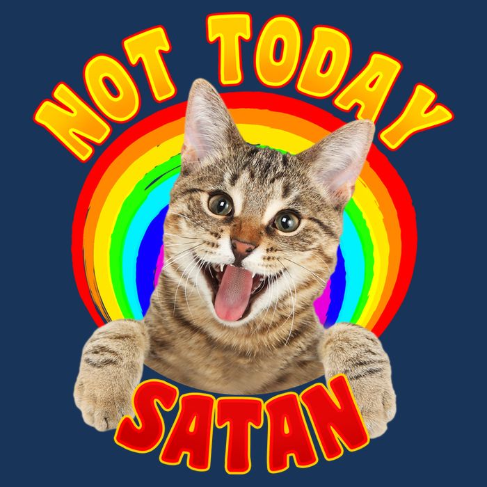 Not Today Satan Funny Cat Rainbow Golf Towel