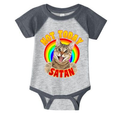 Not Today Satan Funny Cat Rainbow Infant Baby Jersey Bodysuit