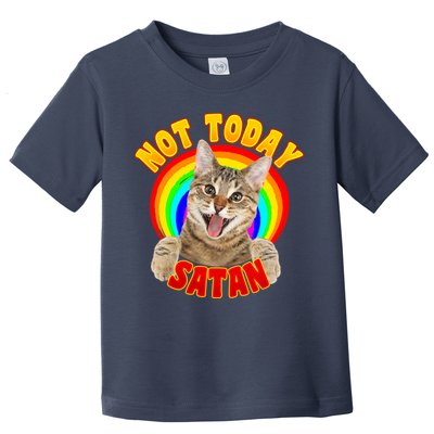 Not Today Satan Funny Cat Rainbow Toddler T-Shirt