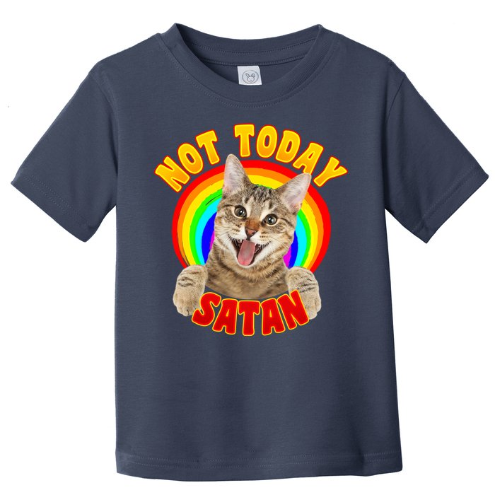 Not Today Satan Funny Cat Rainbow Toddler T-Shirt