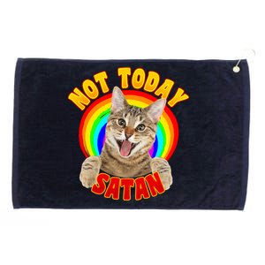 Not Today Satan Funny Cat Rainbow Grommeted Golf Towel