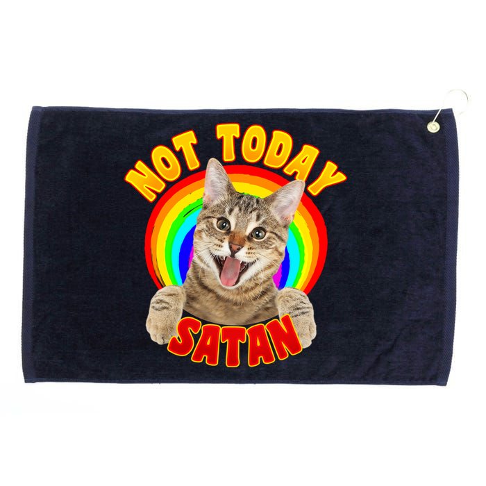 Not Today Satan Funny Cat Rainbow Grommeted Golf Towel