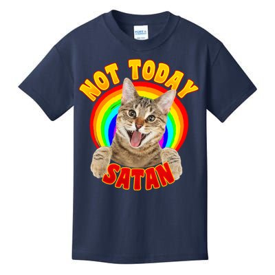 Not Today Satan Funny Cat Rainbow Kids T-Shirt