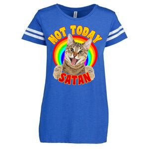 Not Today Satan Funny Cat Rainbow Enza Ladies Jersey Football T-Shirt