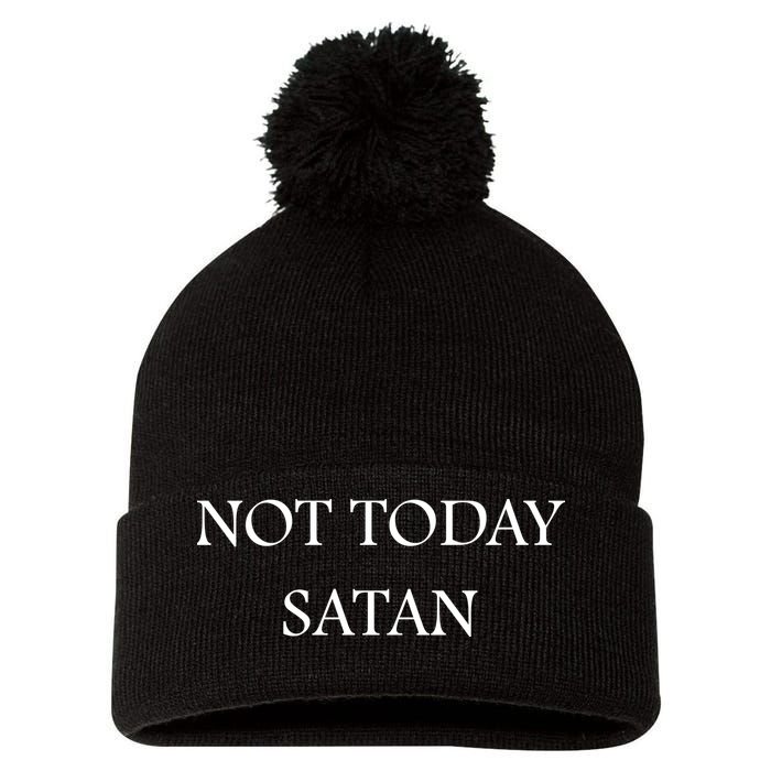 Not Today Satan Funny Devil Pom Pom 12in Knit Beanie