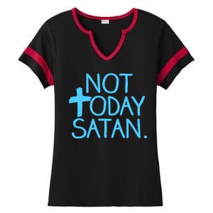 Not Today Satan Jesus Cross Ladies Halftime Notch Neck Tee