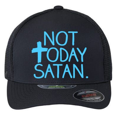 Not Today Satan Jesus Cross Flexfit Unipanel Trucker Cap