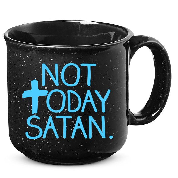 Not Today Satan Jesus Cross 15oz Campfire Ceramic Mug