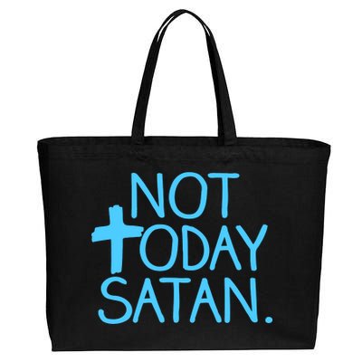 Not Today Satan Jesus Cross Cotton Canvas Jumbo Tote