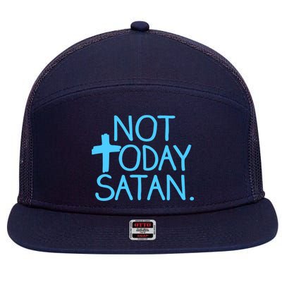 Not Today Satan Jesus Cross 7 Panel Mesh Trucker Snapback Hat