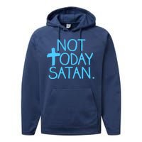 Not Today Satan Jesus Cross Performance Fleece Hoodie