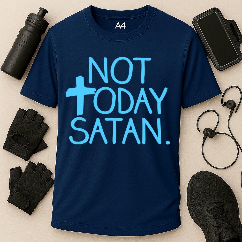 Not Today Satan Jesus Cross Cooling Performance Crew T-Shirt