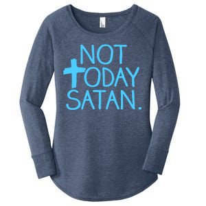 Not Today Satan Jesus Cross Women's Perfect Tri Tunic Long Sleeve Shirt