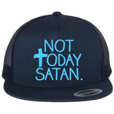 Not Today Satan Jesus Cross Flat Bill Trucker Hat