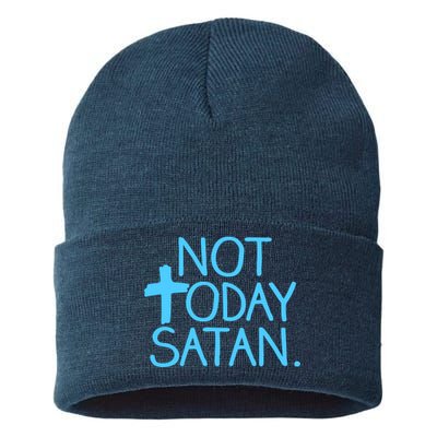 Not Today Satan Jesus Cross Sustainable Knit Beanie