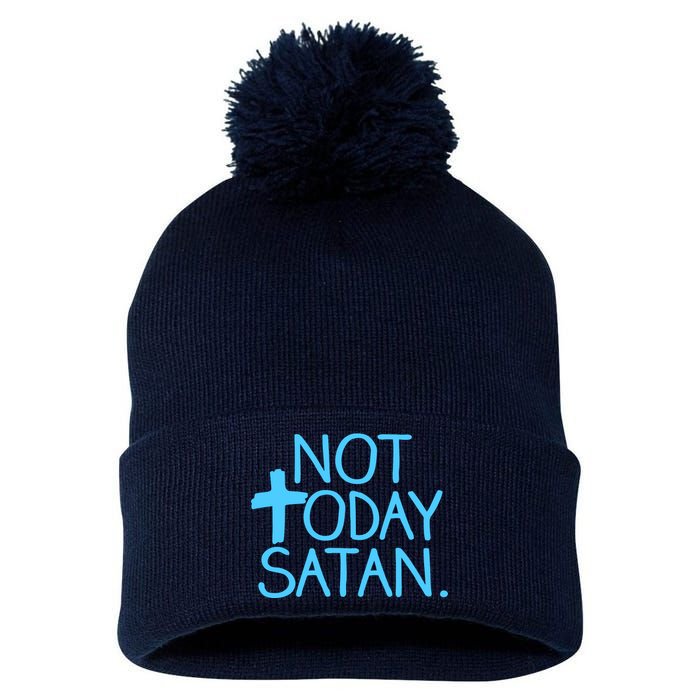 Not Today Satan Jesus Cross Pom Pom 12in Knit Beanie