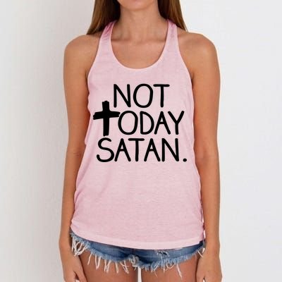 Not Today Satan Jesus Cross Women's Knotted Racerback Tank