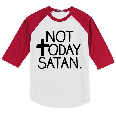 Not Today Satan Jesus Cross Kids Colorblock Raglan Jersey